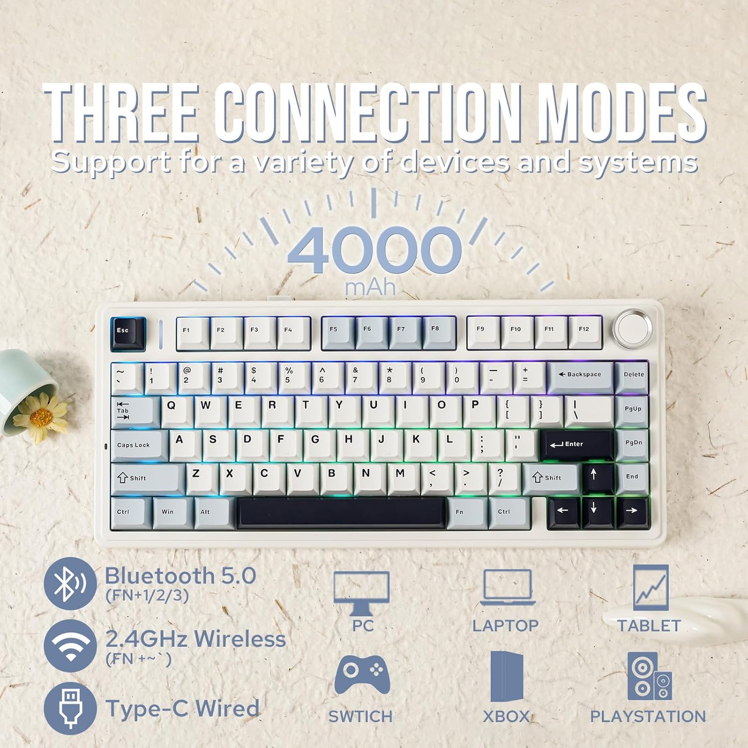 Gaming Keyboard Hot Swappable - Механическая клавиатура Aula F75 75% беспроводная,