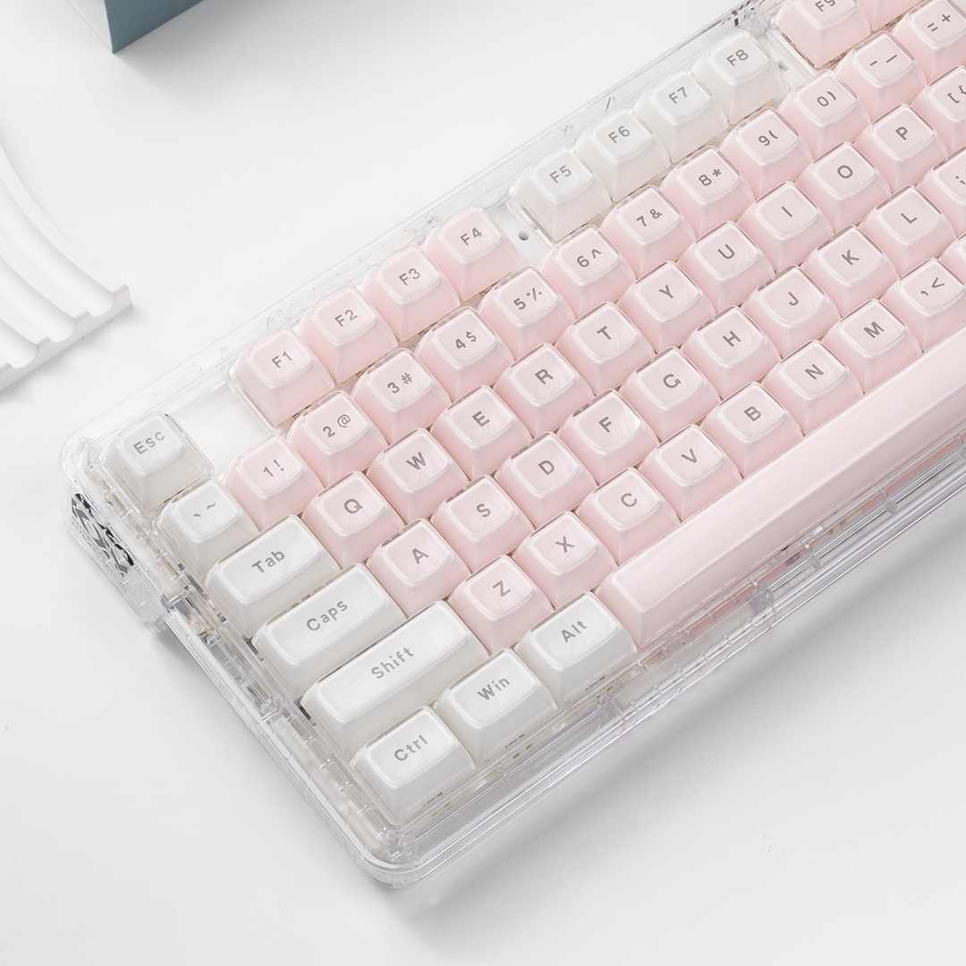 Keyboard Gaming Transparent - Прозрачные кристаллические клавиши розово-белого цвета, профиль