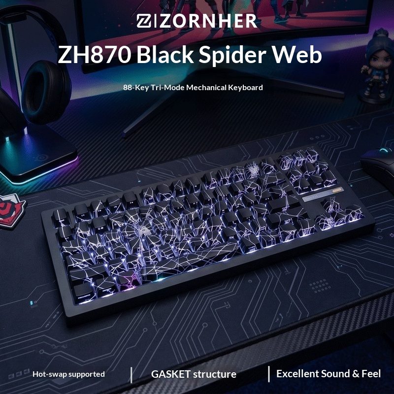 Gaming Keyboard Hot Swappable - Механическая игровая клавиатура Zizornher Zh870, черная,