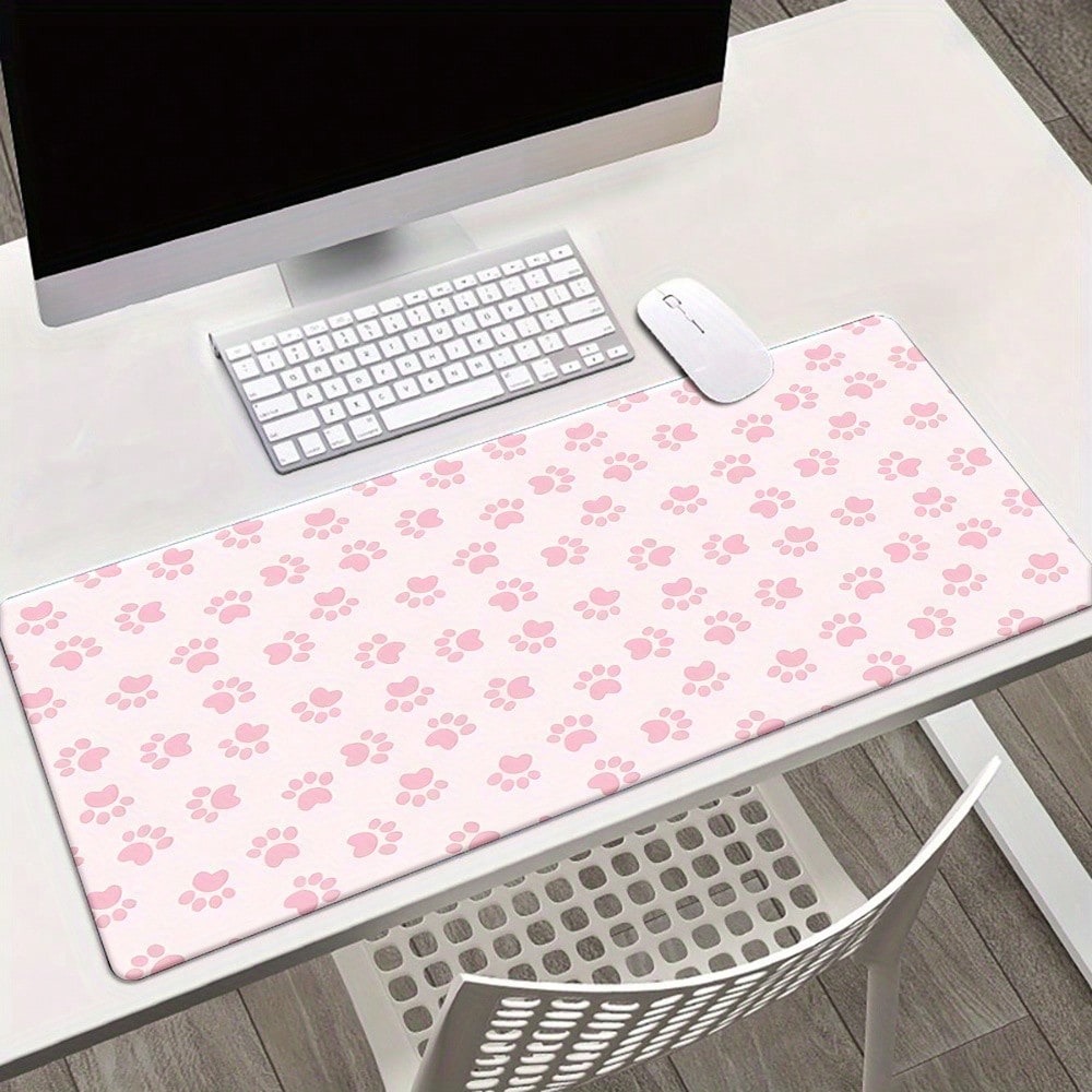 Gaming Keyboard Typewriter - Настольный коврик с розовым принтом лап,